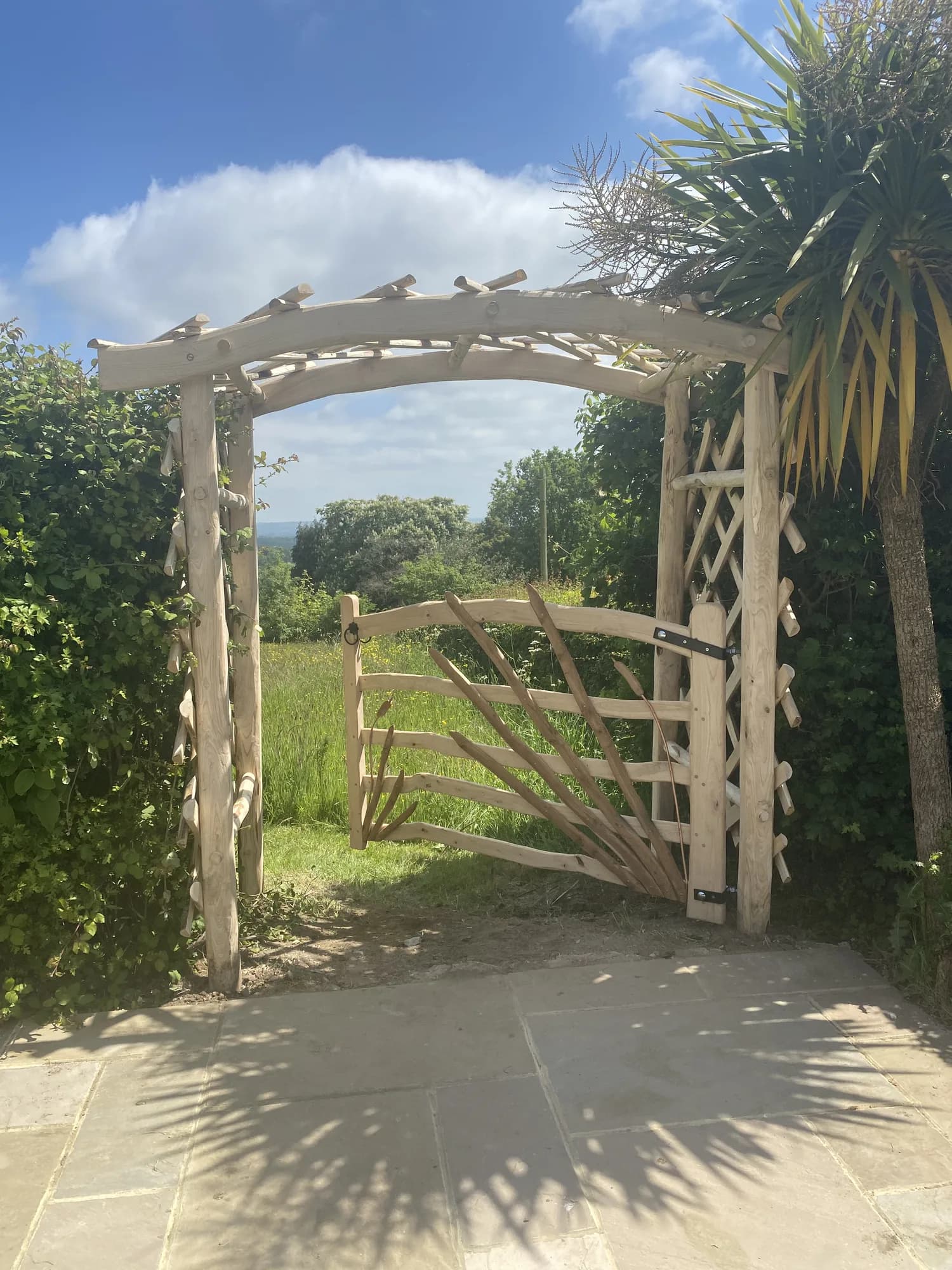 rose arch pergola over path