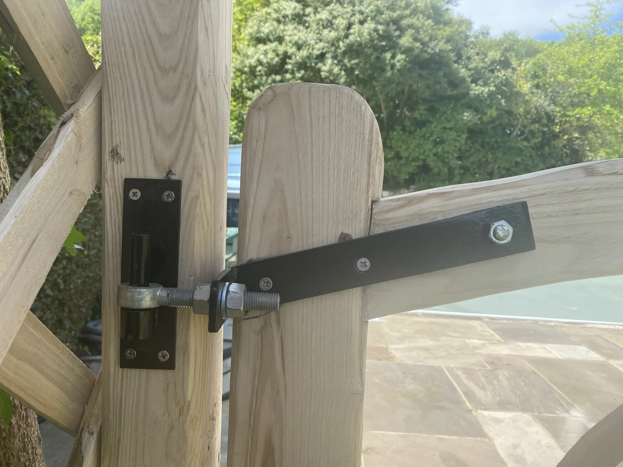 gate hinge hardware close-up