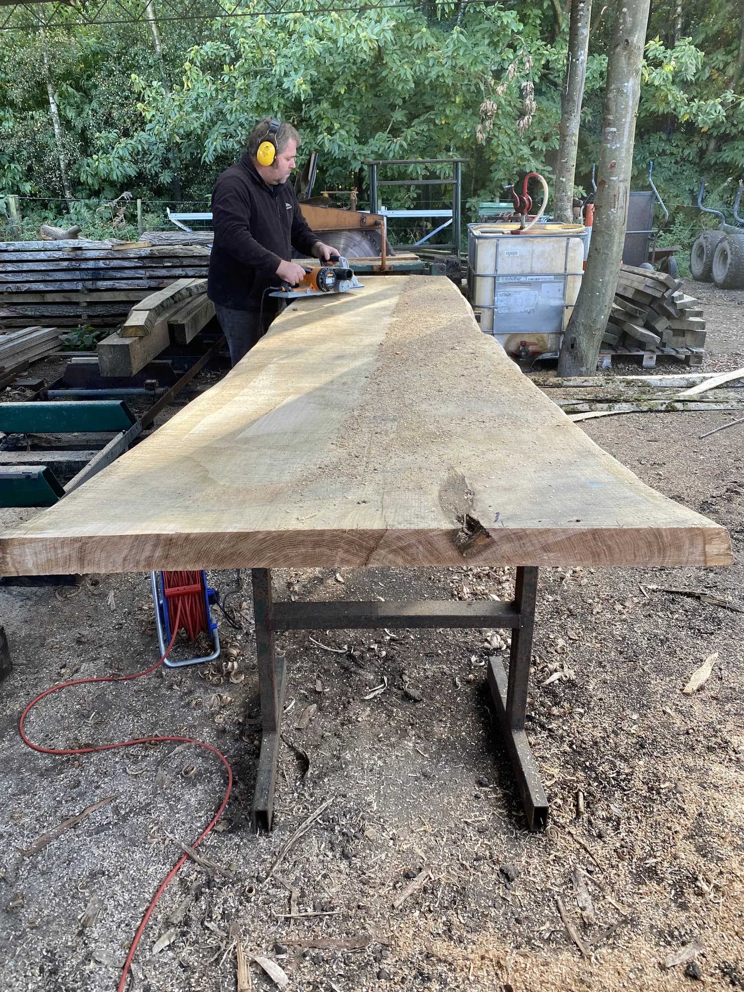 planing large slab, sun flare